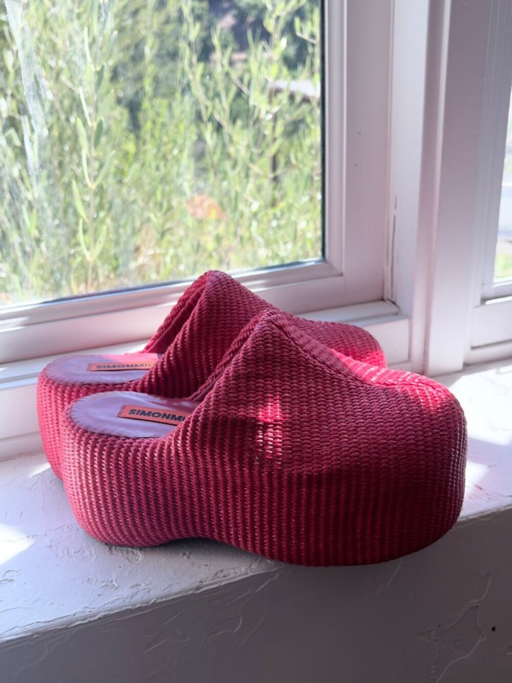 Simon Miller Raffia Bubble Clog Red Platform Size 37